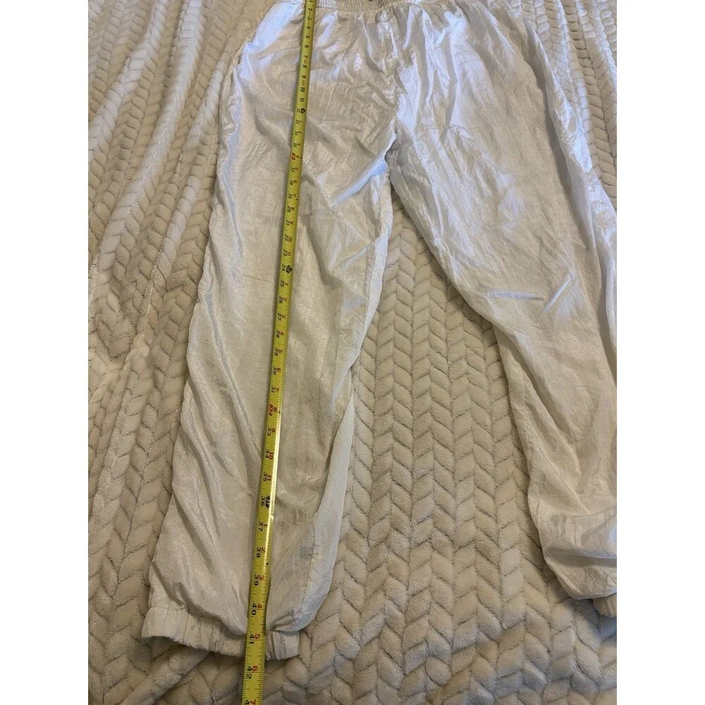 90s High Intensity White Nylon Windbreaker Track Pants Joggers L Retro Y2K